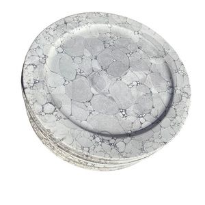 Waechtersbach Dining Plates Marble Grey Set of 9 with Placemats